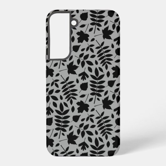 Coque Samsung Galaxy Motif Feuille tombé noir sur gris (Verso)