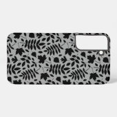 Coque Samsung Galaxy Motif Feuille tombé noir sur gris (Verso Horizontal)