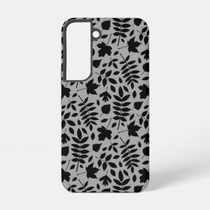 Coque Samsung Galaxy Motif Feuille tombé noir sur gris