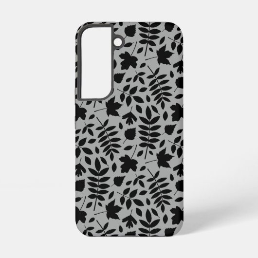 Coque Samsung Galaxy Motif Feuille tombé noir sur gris (Verso)
