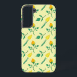 Coque Samsung Galaxy Motif floral avec rose jaune et fleurs de tulipe<br><div class="desc">Elégant motif sans couture avec motif floral en rose jaune et fleurs tulipe</div>