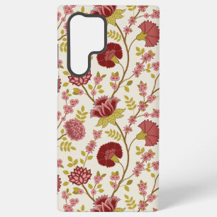 Coque Samsung Galaxy Motif floral jacobeen grande taille rouges roses o