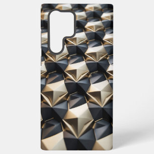 Coque Samsung Galaxy Motif géométrique 3D noir or de luxe
