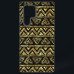 Coque Samsung Galaxy Motif géométrique tribal noir et or<br><div class="desc">Illustration de main motif élégante en or brillant et en noir géométrique sans coutures.</div>