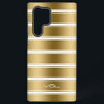 Coque Samsung Galaxy Motif Gold et White Stripes<br><div class="desc">Bandes d'or et de blanc dans un motif. Design minimaliste simple.</div>