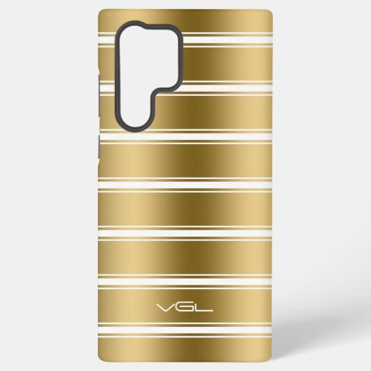 Coque Samsung Galaxy Motif Gold et White Stripes (Verso)