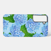 Coque Samsung Galaxy Motif hydrangée bleu (Verso Horizontal)
