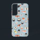 Coque Samsung Galaxy Motif japonais de sushi<br><div class="desc">Un Japaneses sushi,  maki roll et nigiri design sur un arrière - plan bleu oeuf de canard. Art original de Nic Squirrell.</div>
