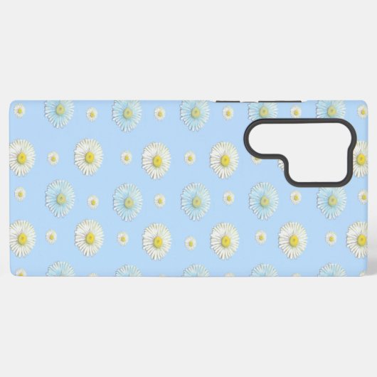 Coque Samsung Galaxy Motif marguerrier sur arrière - plan bleu clair (Verso Horizontal)