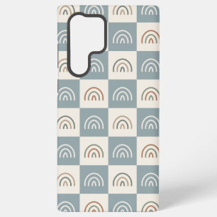 Coque Samsung Galaxy Motif minimaliste arc-en-ciel à carreaux bohème