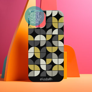 Coque Samsung Galaxy Motif Moderne du Milieu du Siècle - Nom Gris Or No
