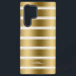 Coque Samsung Galaxy Motif moderne White & Gold Stripes<br><div class="desc">Elégantes rayures dorées avec 3 rayures blanches en étain,  motif géométrique sans couture.</div>