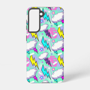 Coque Samsung Galaxy Motif Neon Lightning Bolts & Stars
