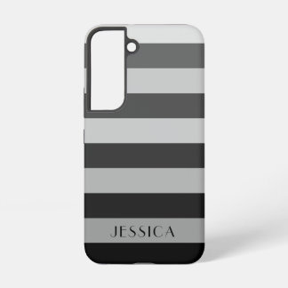 Coque Samsung Galaxy Motif Rayures Grises Moderne Nom