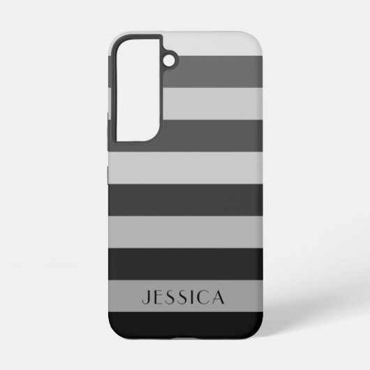 Coque Samsung Galaxy Motif Rayures Grises Moderne Nom (Verso)