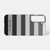 Coque Samsung Galaxy Motif Rayures Grises Moderne Nom (Verso Horizontal)
