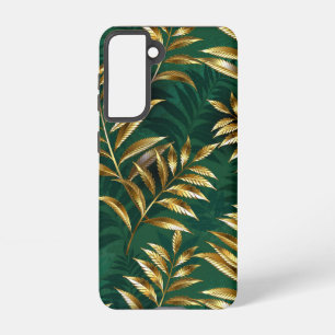 Coque Samsung Galaxy Motif sans couture avec des fougères dorées