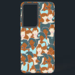 Coque Samsung Galaxy Motif sans couture avec filles noires et blanches<br><div class="desc">Motif sans couture avec portraits abstraits de glamour joli look noir et blanc filles</div>