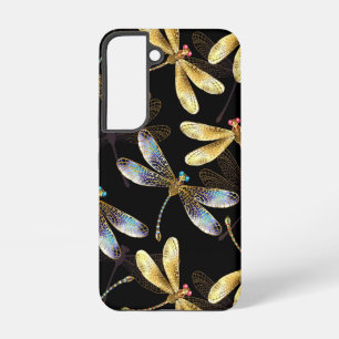 Coque Samsung Galaxy Motif sans couture avec libellules d'or