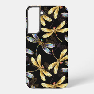 Coque Samsung Galaxy Motif sans couture avec libellules d'or