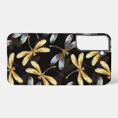 Coque Samsung Galaxy Motif sans couture avec libellules d'or (Verso Horizontal)
