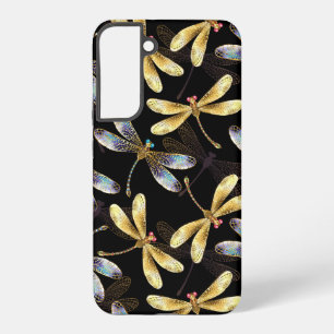 Coque Samsung Galaxy Motif sans couture avec libellules dorées