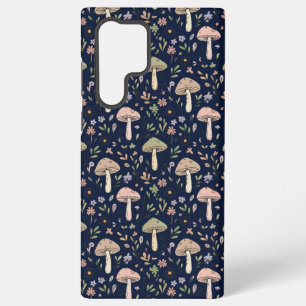 Coque Samsung Galaxy Motif sans couture de champignons Navy Profond Atm