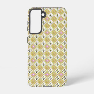 Coque Samsung Galaxy Motif Tribal Géométrique Olive et Magenta Moderne