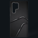 Coque Samsung Galaxy Mousse métallique aux accents argentés de ligne dy<br><div class="desc">Texture métallique noire et grise avec arrière - plan en mousse métallique accentuée par bande argentée dynamique. Design moderne et élégant.</div>