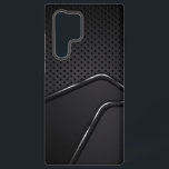 Coque Samsung Galaxy Mousse métallique aux accents argentés de ligne dy<br><div class="desc">Texture métallique noire et grise avec arrière - plan en mousse métallique accentuée par bande argentée dynamique. Design moderne et élégant.</div>