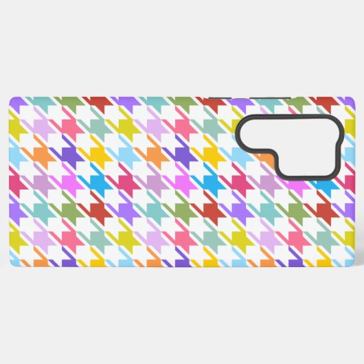 Coque Samsung Galaxy Multicolor Houndstooth+Motif blanc (Verso Horizontal)