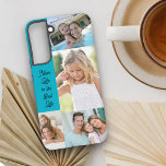 Coque Samsung Galaxy Mum Life is the Best Life 4 Photo Turquoise<br><div class="desc">Boîtier photo personnalisé avec collage photo en utilisant 4 de vos photos préférées. La citation de maman dit "la vie de maman est la meilleure vie" que vous pouvez modifier si vous le souhaitez. Le modèle a été conçu pour s'adapter au coque Samsung Galaxy S22 Plus - si vous choisissez...</div>