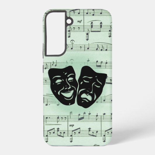 Coque Samsung Galaxy Musique verte et masques grecs de théâtre (Verso)