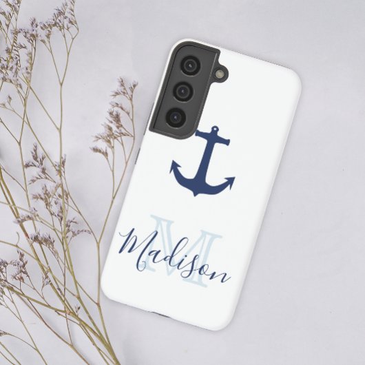 Coque Samsung Galaxy Nautical Marine Ancre Cool de voile Nom initial