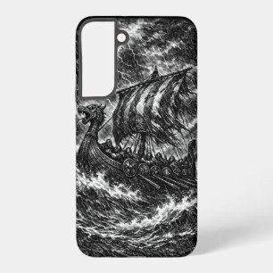 Coque Samsung Galaxy Navire long Viking dans la tempête — Ink Saga Art