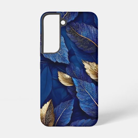 Coque Samsung Galaxy Navy and Gold Botanical Leaf Pattern (Verso)