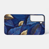 Coque Samsung Galaxy Navy and Gold Botanical Leaf Pattern (Verso Horizontal)