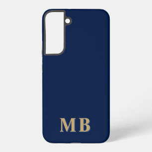 Coque Samsung Galaxy Navy & Or   Monogramme Initial Minimaliste Moderne