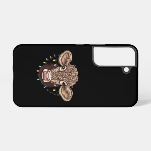 Coque Samsung Galaxy Noël Vache Luminaire Ferme Fermier Noël (Verso Horizontal)