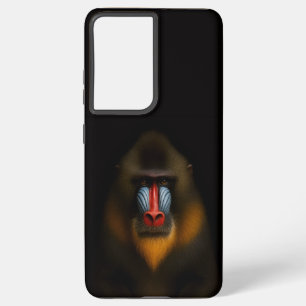 Coque Samsung Galaxy Noir 4 Luxe Galaxy S21 Ultra, Mandrill Singe