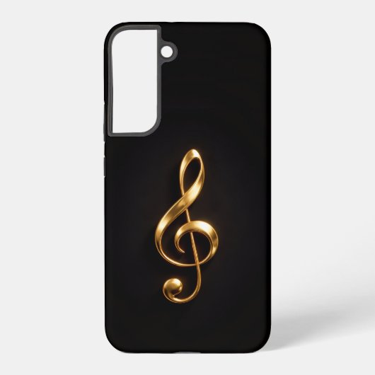 Coque Samsung Galaxy Noir 4 Luxe Galaxy S22 Plus, Clé de Sol Dorée (Verso)