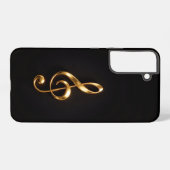 Coque Samsung Galaxy Noir 4 Luxe Galaxy S22 Plus, Clé de Sol Dorée (Verso Horizontal)