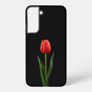Coque Samsung Galaxy Noir 4 Luxe Galaxy S22 Plus, Tulipe Rouge Rubis