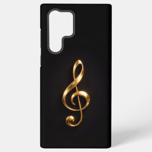 Coque Samsung Galaxy Noir 4 Luxe Galaxy S22 Ultra, Clé de Sol Dorée