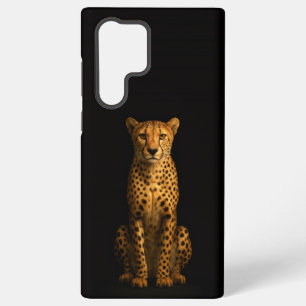 Coque Samsung Galaxy Noir 4 Luxe Galaxy S22 Ultra, Guépard Élégant