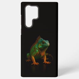 Coque Samsung Galaxy Noir 4 Luxe Galaxy S22 Ultra, Iguane Vert