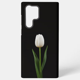 Coque Samsung Galaxy Noir 4 Luxe Galaxy S22 Ultra, Tulipe Blanc Perle