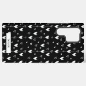 Coque Samsung Galaxy Noir Blanc Doodle Hearts Motif Monogramme Nom (Verso Horizontal)