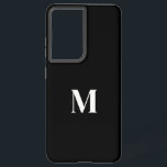 Coque Samsung Galaxy Noir Blanc élégant élégant Nom personnalisé Monogr<br><div class="desc">Conçu avec le modèle texte pour le nom personnalisé monogramme en noir et blanc arrière - plan! Vous pouvez changer les couleurs comme vous le souhaitez.</div>