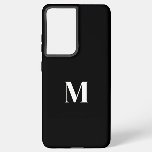Coque Samsung Galaxy Noir Blanc élégant élégant Nom personnalisé Monogr (Verso)